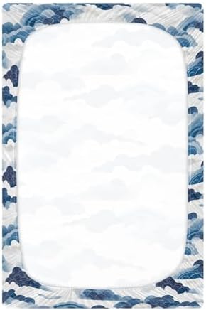 Wassud Blue Wave Crib Sheets 28x52 Inch Pack and Play
