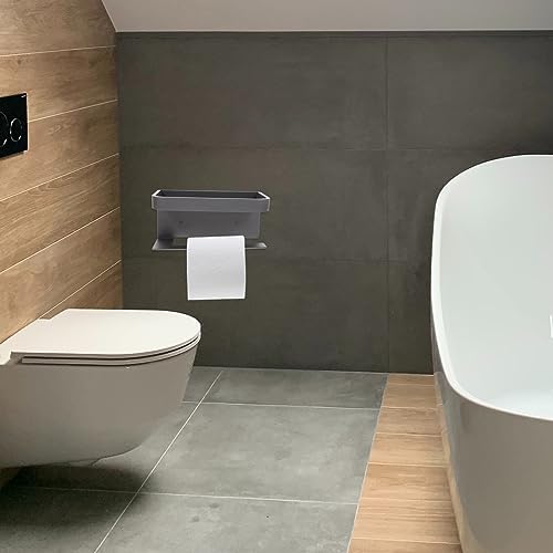 Wall Mounted Toilet Paper Holder with Shelf Storage 1