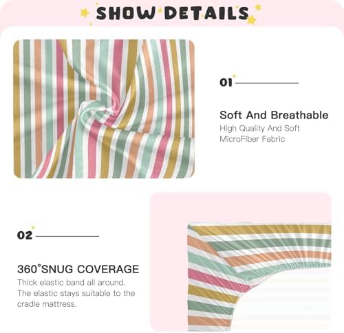 KICPOAY Multicoloured Crib Sheets Stretchy Playard Sheets for Baby Toddler
