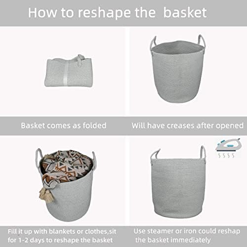 Cotton Rope Laundry Hamper Basket for Baby Nursery