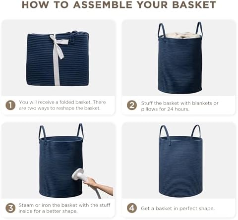Joybest 72L Woven Laundry Basket in Blue