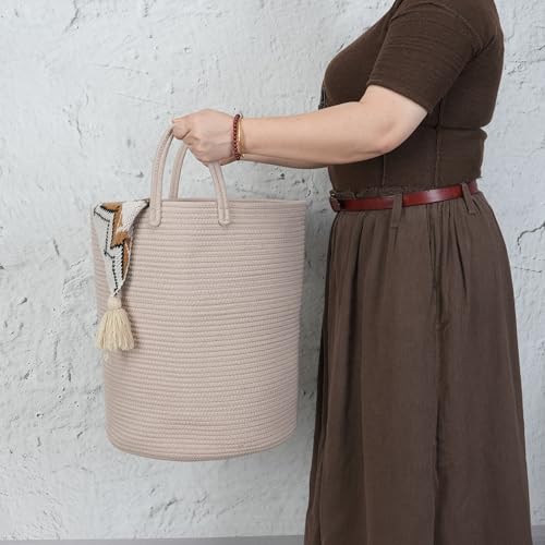 Cotton Rope Laundry Basket Hamper for Baby Nursery