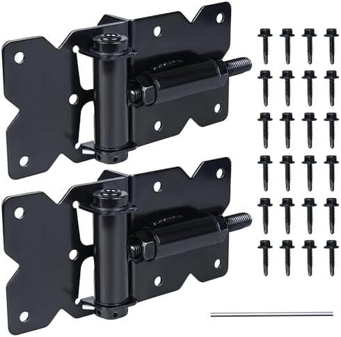 Real Fancy Self Closing Gate Hinges 2 Pack Black 90 Degree Adjustable