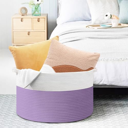 MEGASKET Purple Wicker Storage Basket 22x14 Inches