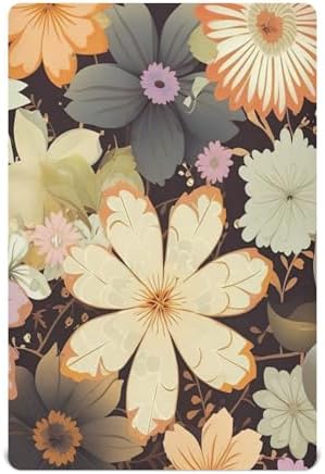 Wassud Light Brown Flower Crib Sheets Pack and Play Fitted 28x52 Inch Neutral