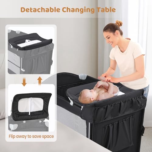 JOYMOR 5-in-1 Pack and Play with Bassinet and Changing Table 1