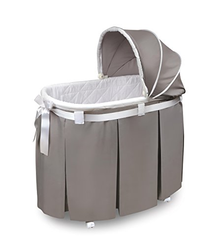 Badger Basket Wishes Rocking Bassinet with Storage and Bedding - Gray