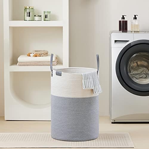VIPOSCO Tall Laundry Basket with Leather Handle