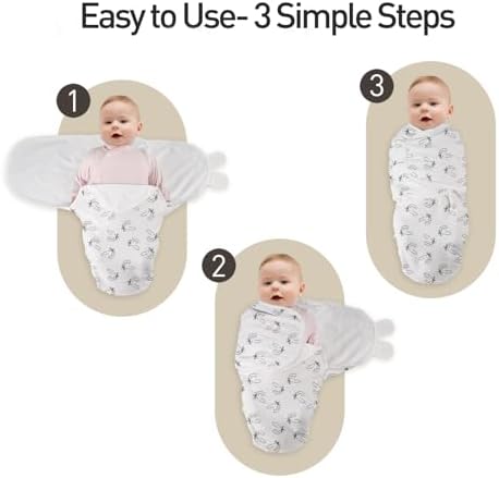 GLLQUEN BABY Swaddles 3 Pack - Soft Breathable for Newborns