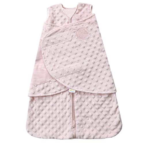 HALO Plush Dot Velboa Swaddle TOG 30 3-Way Adjustable Pink Small