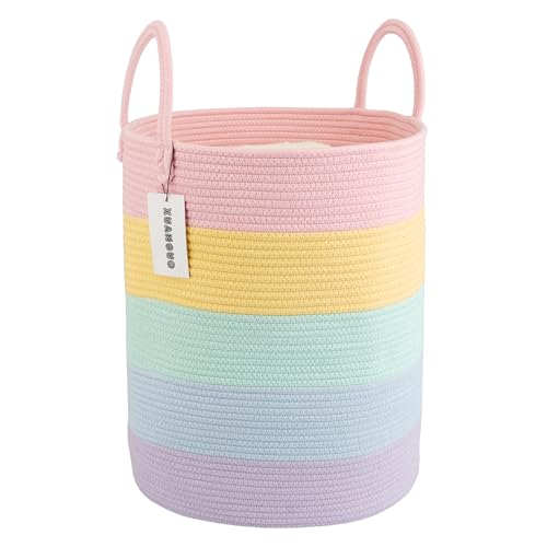 Rainbow Woven Laundry Hamper for Kids Bedroom Storage