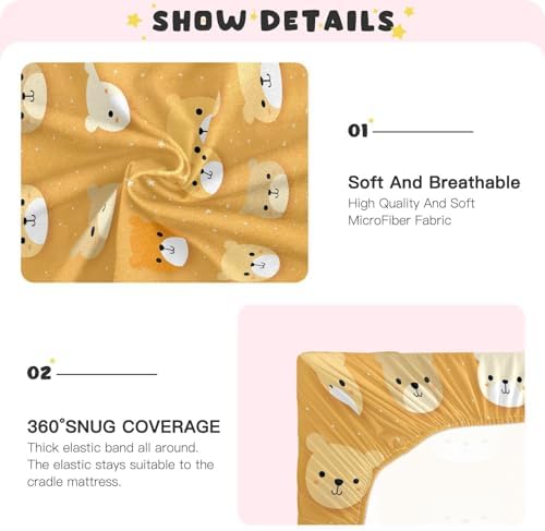 Wassud Cute Bear Crib Sheets for Boys Girls