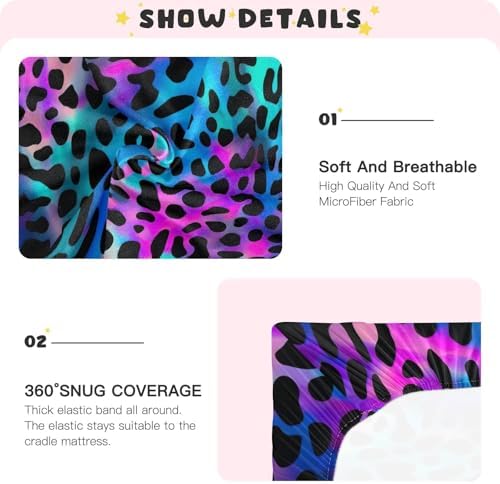 Jihqo Holographic Leopard Print Crib Sheets Pack N Play 1