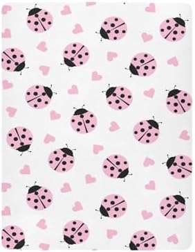 Cute Ladybug Heart Crib Sheet Portable Playard Sheet for Baby Toddler