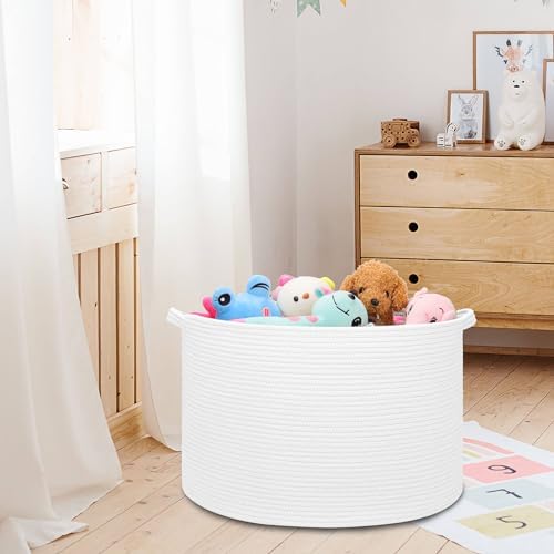 Extra Large Cotton Rope Basket 22x14 White