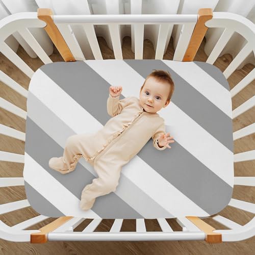 Wassud Gray Stripes Crib Sheets 27x39