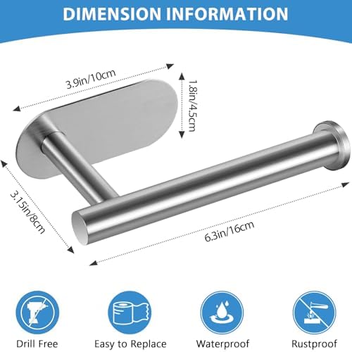 Gewtur Toilet Paper Holder Self Adhesive Brushed Nickel Stainless Steel