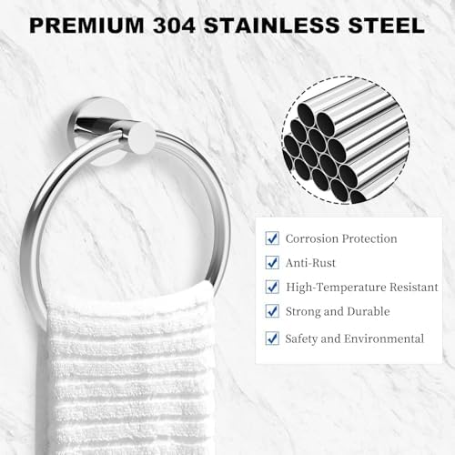 Polished Chrome Toilet Paper Holder Towel Ring Set