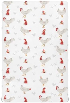 Fitted Crib Sheets with Stretchy Leghorn Pattern for Baby Playard
