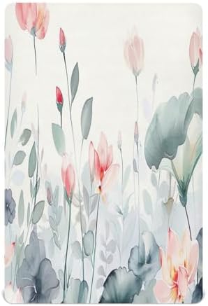 Wassud Watercolor Floral Crib Sheets Set