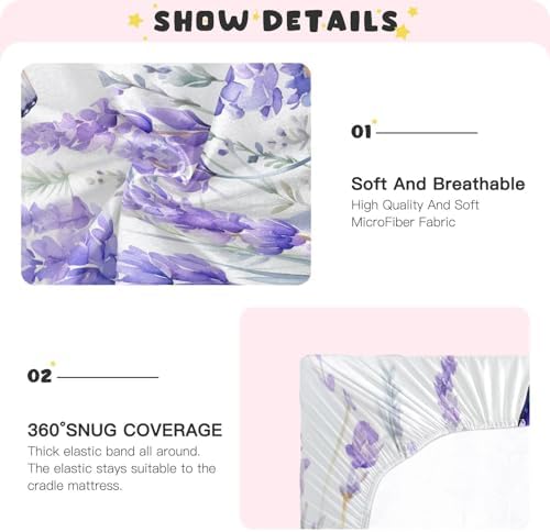 Wassud Lavender and Butterfly Crib Sheets Set