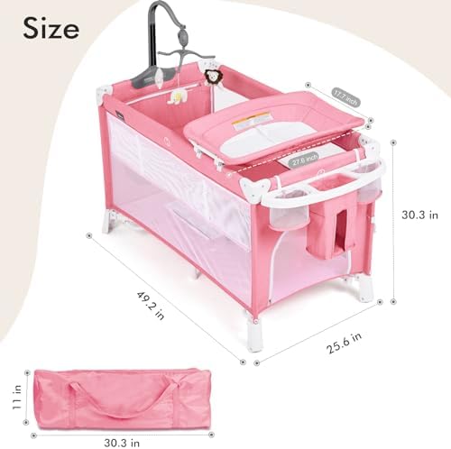 ANGELBLISS 5-in-1 Bassinet with Diaper Changer Rocker