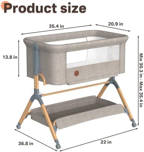 FamilyPoint Baby Bassinet with Wheels and Storage