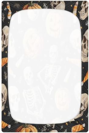 FUGIDOG Halloween Skeleton Crib Sheet for Baby