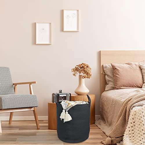 XUANGUO Black Cotton Rope Laundry Hamper