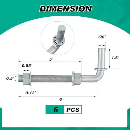 Gisafai 6 Pcs 6 J Bolt Gate Hinge Set
