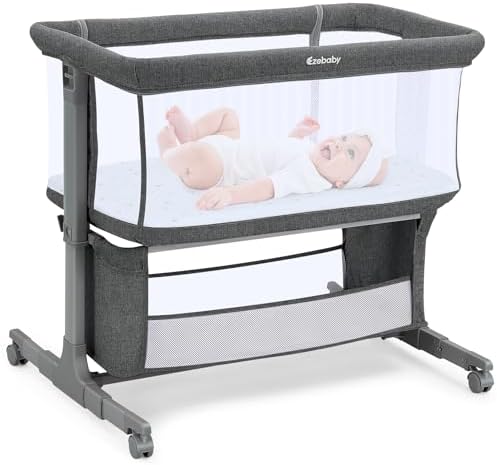 Ezebaby Bedside Bassinet with 7 Heights and Wheels