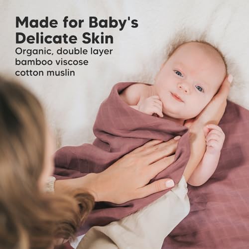 KeaBabies 4-Pack Organic Muslin Swaddle Blankets - Soft Breathable Gender Neutral