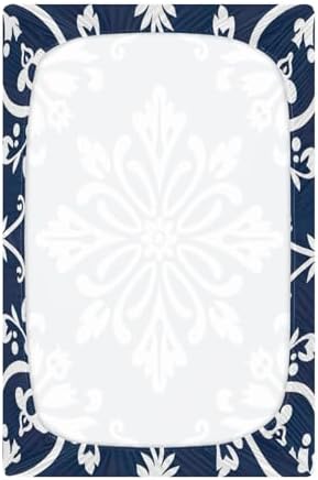 Wassud Blue Tile Pattern Crib Sheets for Boys and Girls