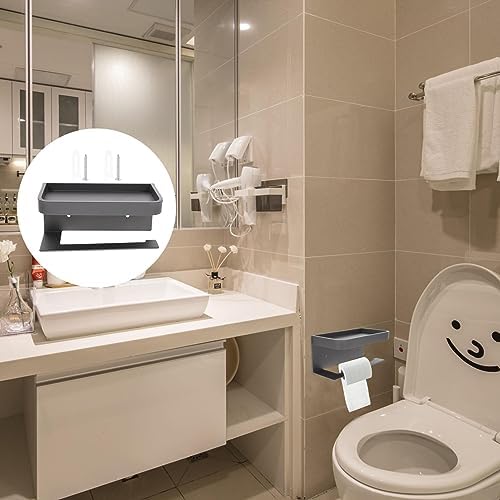 Wall Mounted Toilet Paper Holder with Shelf Storage 1