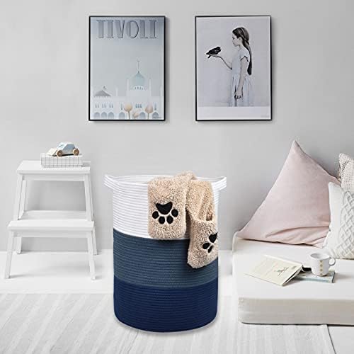 BOSROTY Large Woven Laundry Basket 72L 16x22 Multi-Use Storage