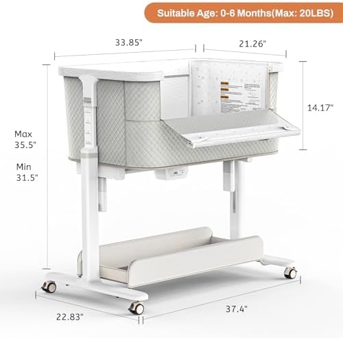 VaVaSoo Rocking Bassinet with 3 Motion Music 5 Height Adjustable