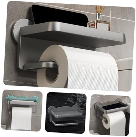 POPETPOP Double Paper Towel Holder Wall Mount Storage Rack for Bathroom