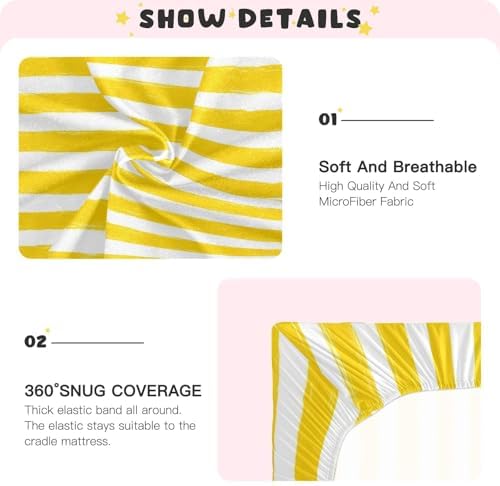 Jihqo Yellow Stripes Crib Sheets Pack N Play Set