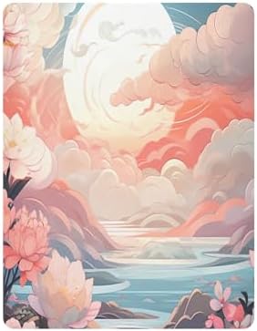 Wassud Pink Sky White Clouds Crib Sheets Pack and Play Fitted