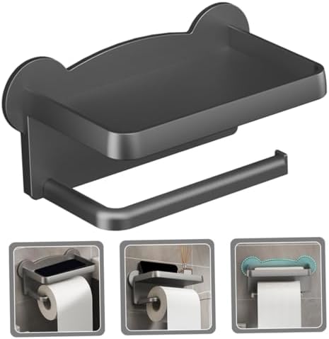 POPETPOP Double Paper Towel Holder Wall Mount Storage Rack for Bathroom