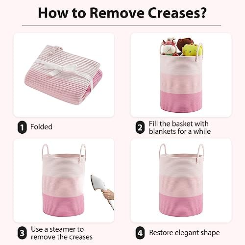 Fionas Magic Cotton Rope Laundry Hamper 58L Pink