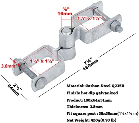 GBGS Square Gate Hinge 4 Sets 1-12 x 1-12 x 58