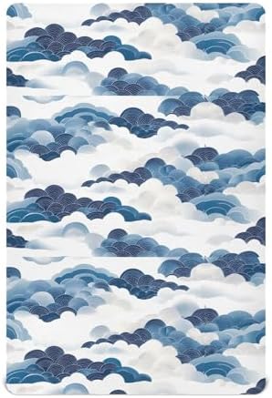 Wassud Blue Wave Crib Sheets 28x52 Inch Pack and Play