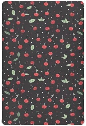 Wassud Red Cherry Crib Sheets Breathable Pack and Play
