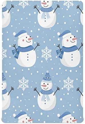 Kigai Christmas Snowman Snowflake Crib Sheets for Baby