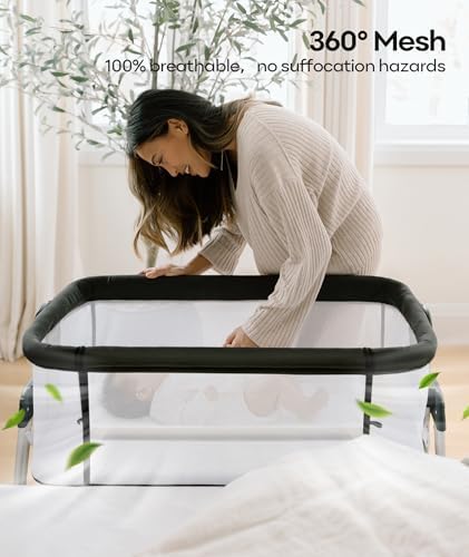 Fodoss Bedside Bassinet with Wheels and Storage Tray
