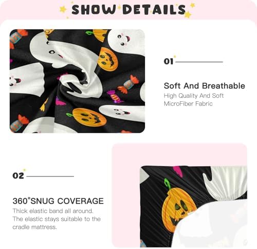 FUGIDOG Halloween Boo Crib Sheets for Baby