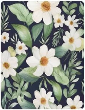 Wassud White Flowers Crib Sheets Set for Boys Girls