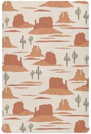 KICPOAY Fitted Crib Sheet with Cactus Pattern