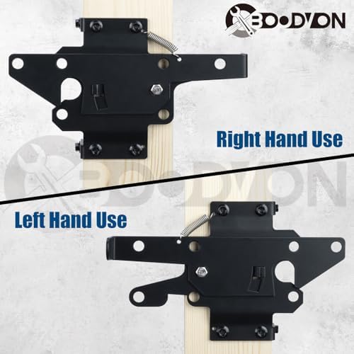 BOODVON Self Locking Gate Latch Heavy Duty Black Steel